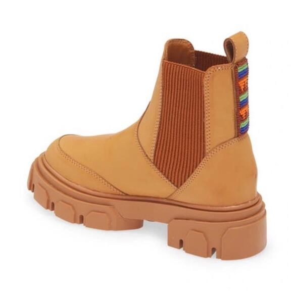 Farm Rio Womens Brown Lug Sole Beaded Platform Chelsea Boots Sz 6 - Picture 1 of 12